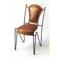 Gfancy Fixtures 33.5 x 18 x 18 in. Modern Rustic Medium Brown Iron & Leather Side Chair GF3667542